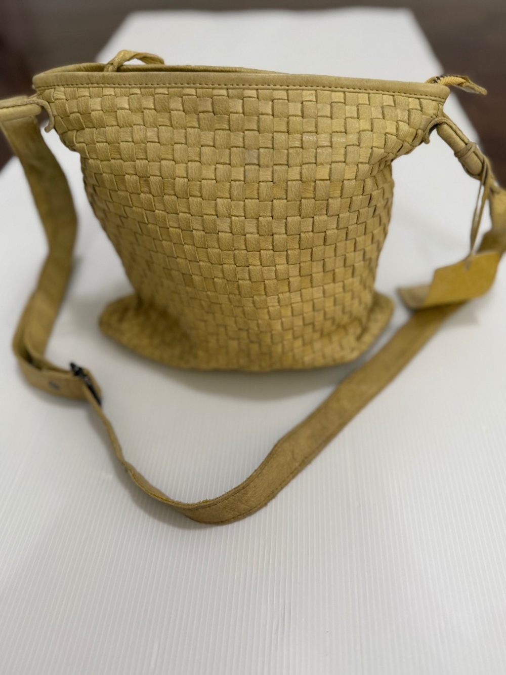 Latico Leathers Woven Leather Crossbody Bag Mustard Yellow Boho